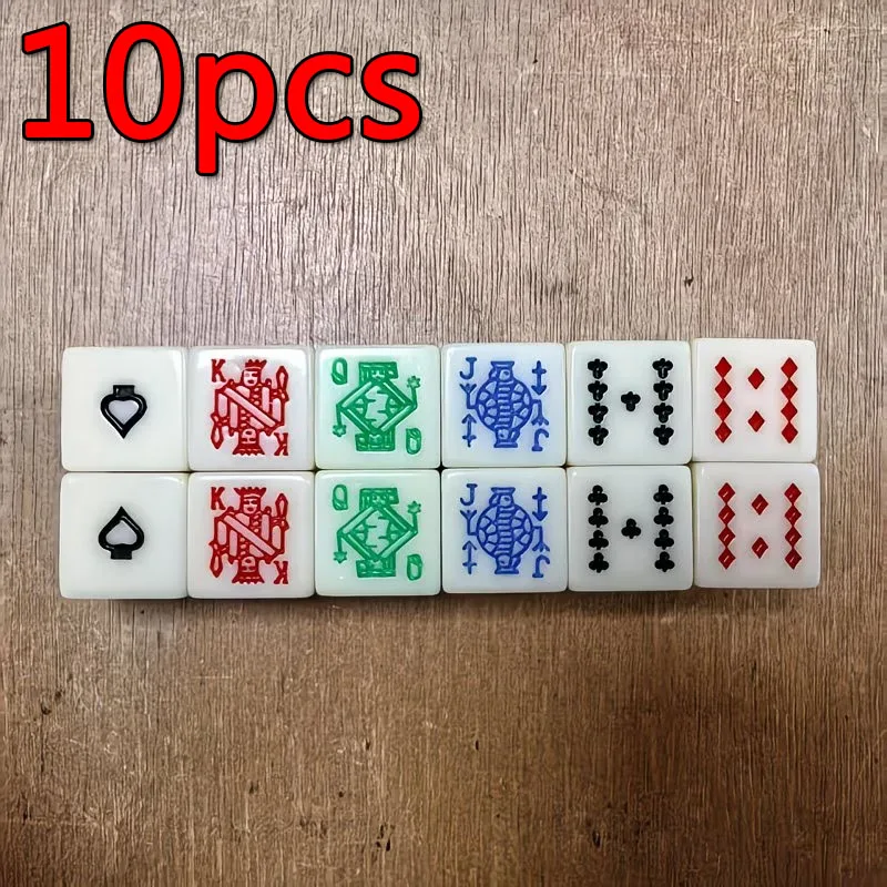10pcs Acrylic Material, Retro Khaki JQK Pattern 6-Sided Right Angle Creative Poker Dice Set