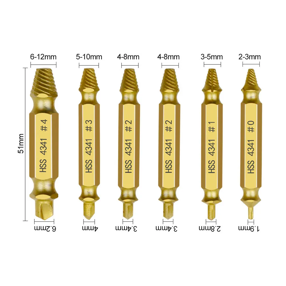 Binoax 4341 6 Chiếc Vàng Vít Hút Bộ Khoan Dễ Dàng Ra Hướng Dẫn Vỡ Damag Vặn Ốc Bu Lông Tẩy Dụng Cụ Làm Rau Cau