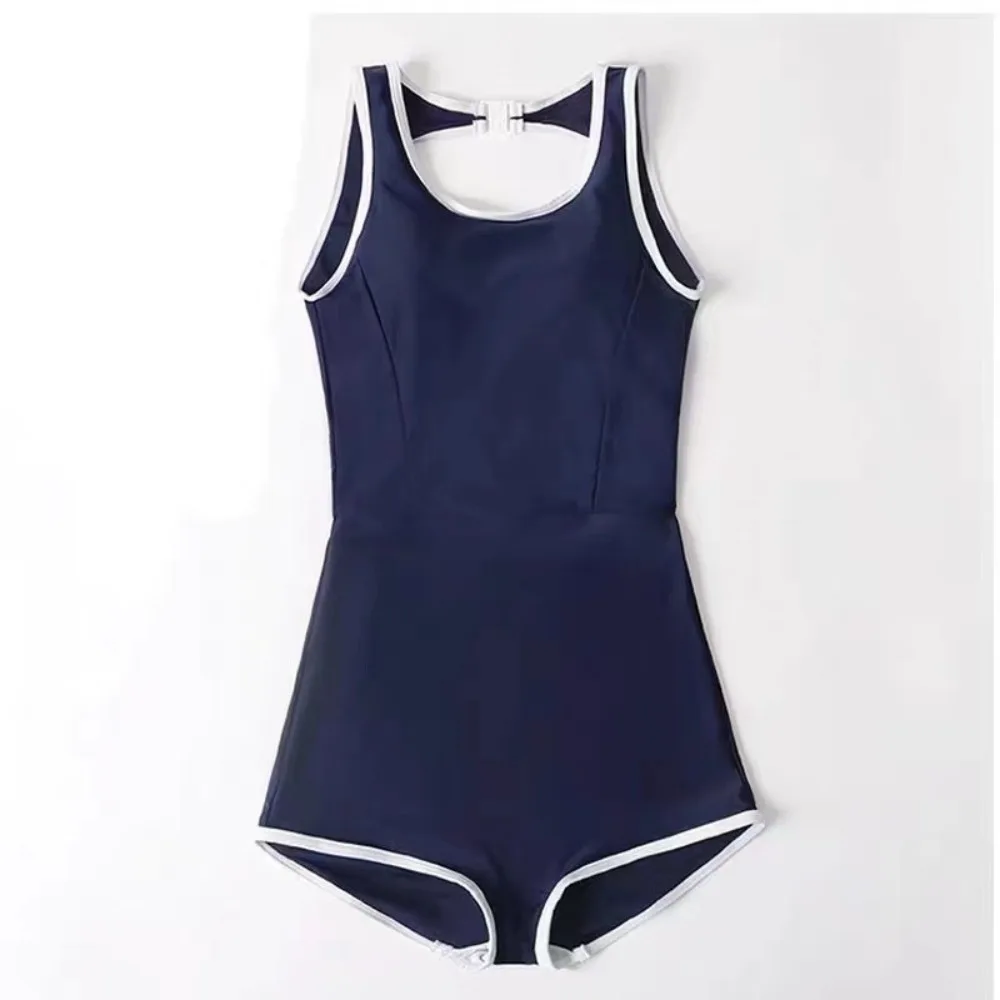 New Casual One-piece Solid Color Swimsuit One-Pieces Plain Sleeveless Bathing Suit Backless Tight Sporty Swimsuit Women