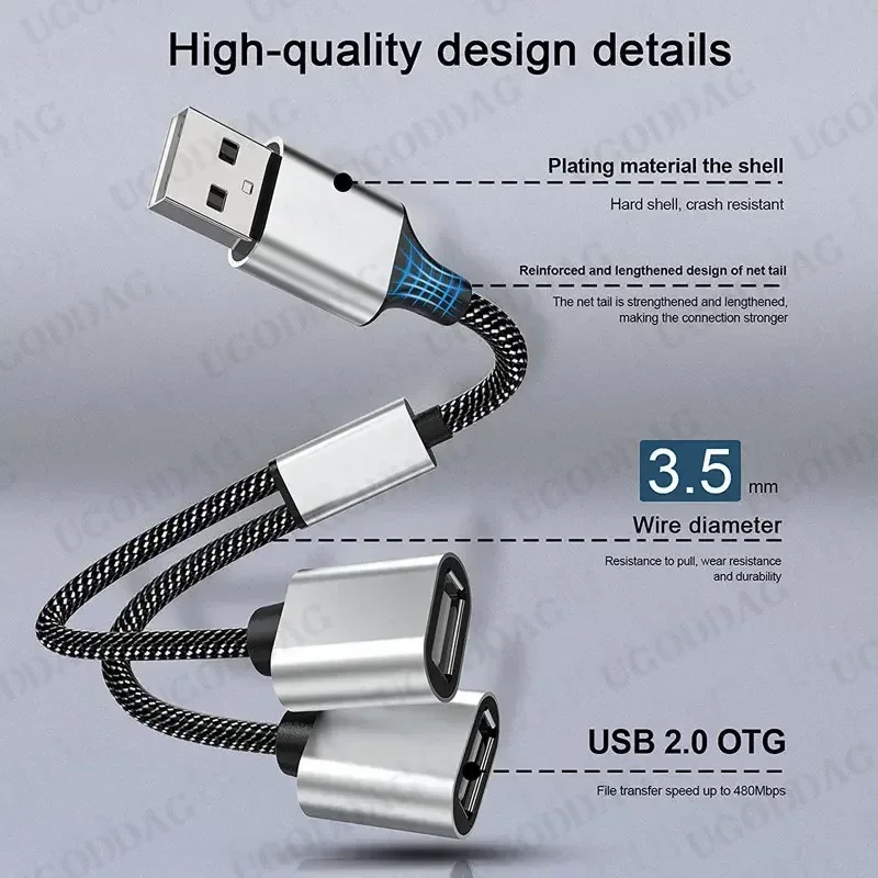 Портативный USB A-3 USB A 2.0 женский OTG-адаптер для Huawei P50 Samsung Xiaomi PC Tablet HUB Разветвитель Удлинительный соединительный кабель