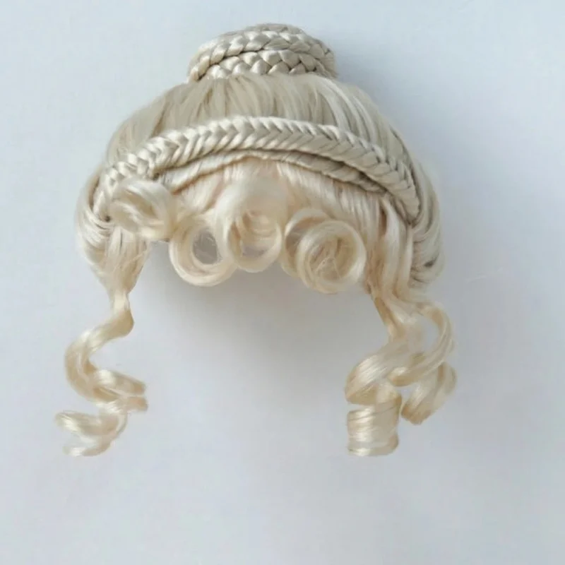 

JD166 10-11inch 26-28cm Balleter Retro Pan Hair Braided Chignon Synthetic Mohair Doll Wigs 18"AG Doll Accessories