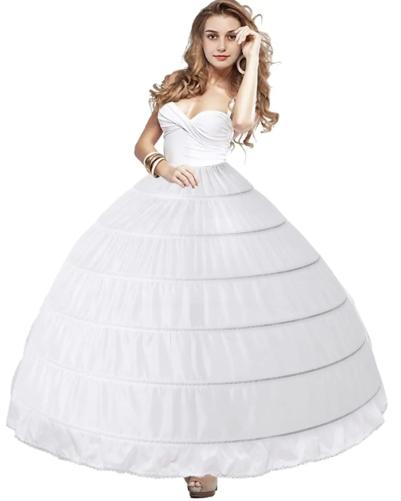 Underskirt Bridal Petticoat Ball Gown Petticoat Tulle Underskirt Crinoline Petticoat 6 Hoop 2023