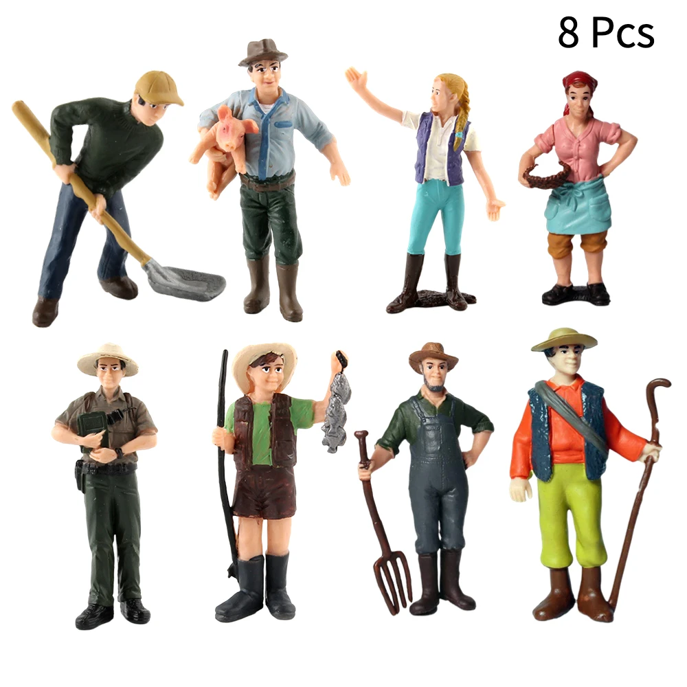 

OozDec 8 Pcs Farmer Model Realistic Statues of Male and Female Farmers Farmer Dolls Farmer Models Large-Scale Farm World Dolls