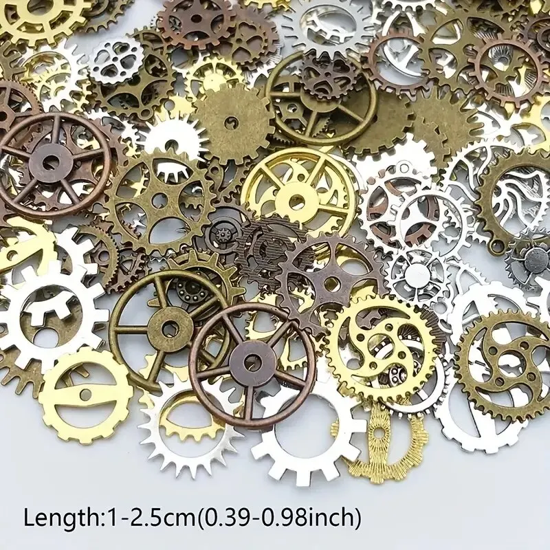 About 50g Random Mix Color Mix Size Metal Mechanical Steampunk Cogs Gears Charms Pendant For DIY Jewelry Making Accessories