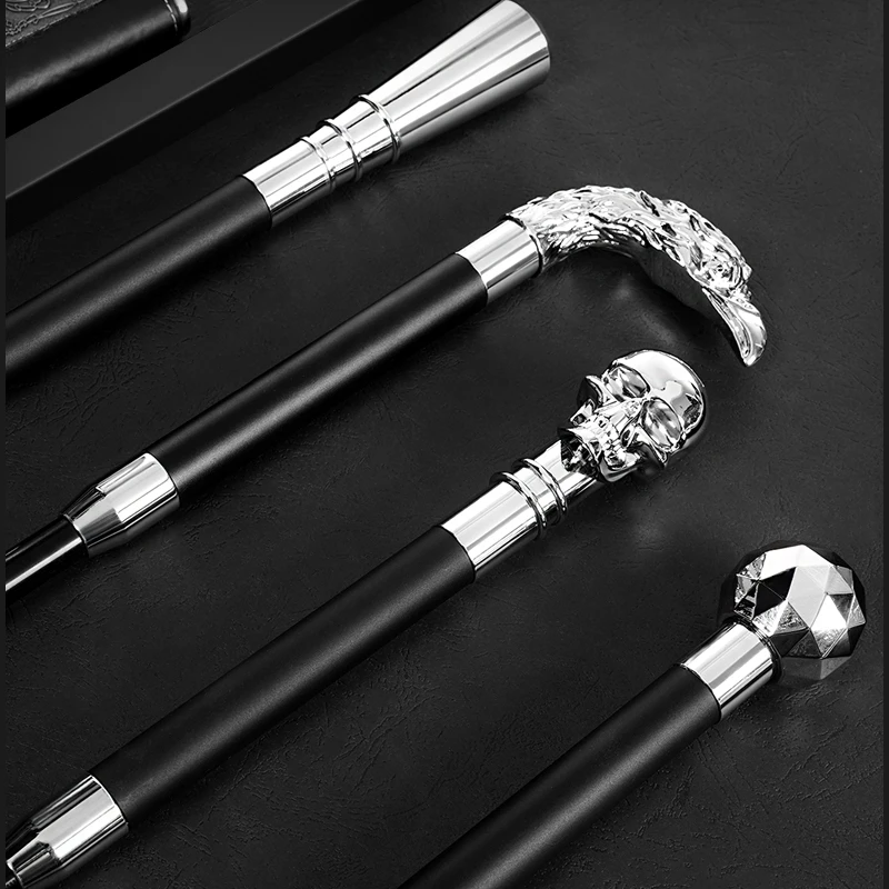 Creative self-defense umbrella can pull out retro high-end straight umbrella men's large cane long handle sun protection