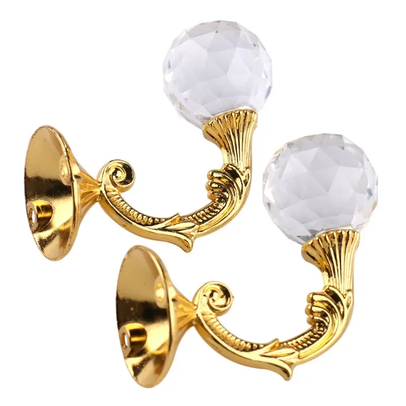 Vintage European High-grade Crystal Wall Tieback Curtain Hook Tassel Towel Hanger For Cloth-hat Hook 2PCS/Pair