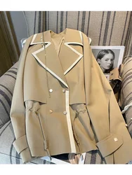 Blazer per le donne autunno 2022 oversize doppiopetto ufficiale abiti da donna colletto alla marinara giacche a maniche lunghe Mujer Vestido