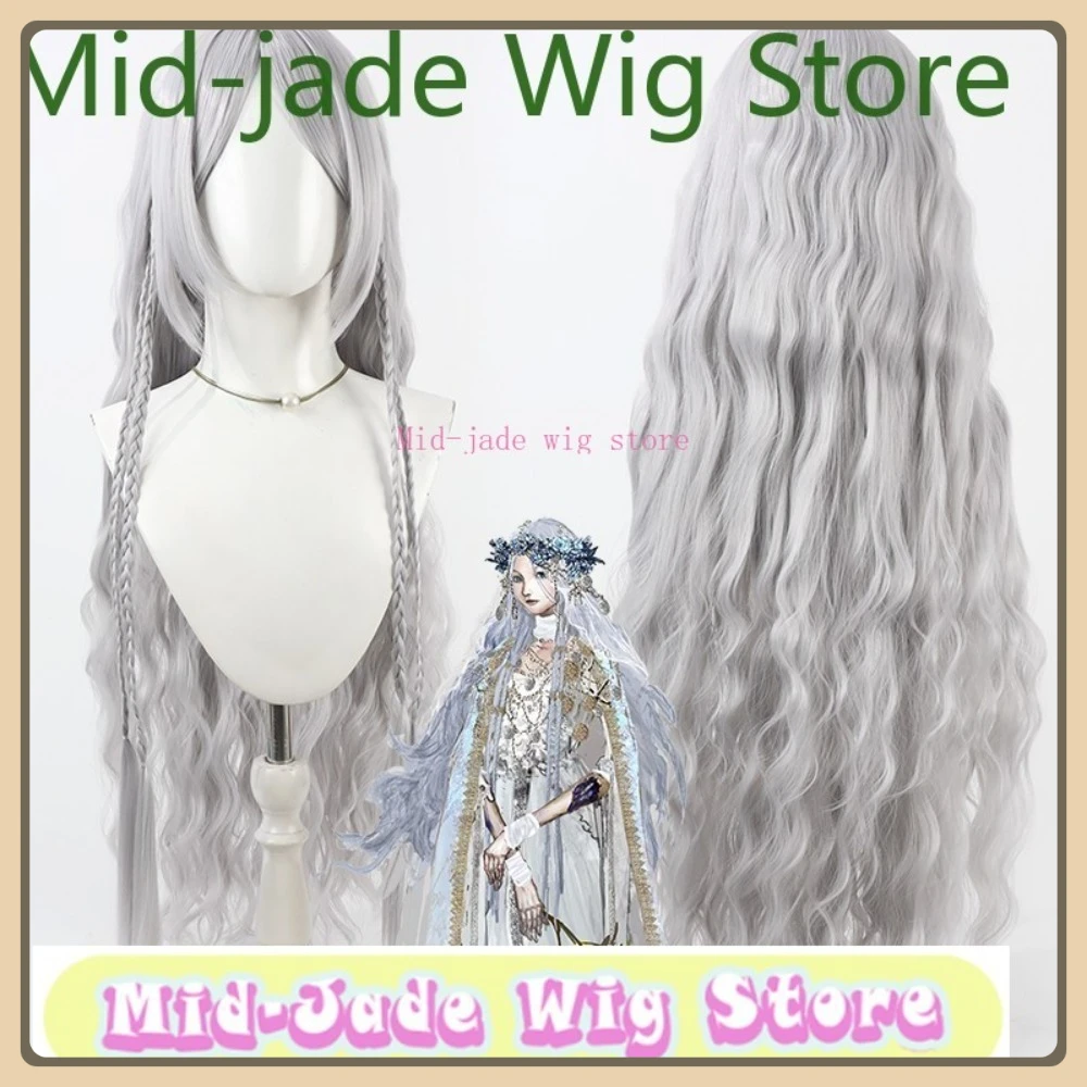 Peluca de jade medio, pelo largo y rizado, peluca de Cosplay, juego de Anime de Halloween, accesorios de ropa de pelo sintético