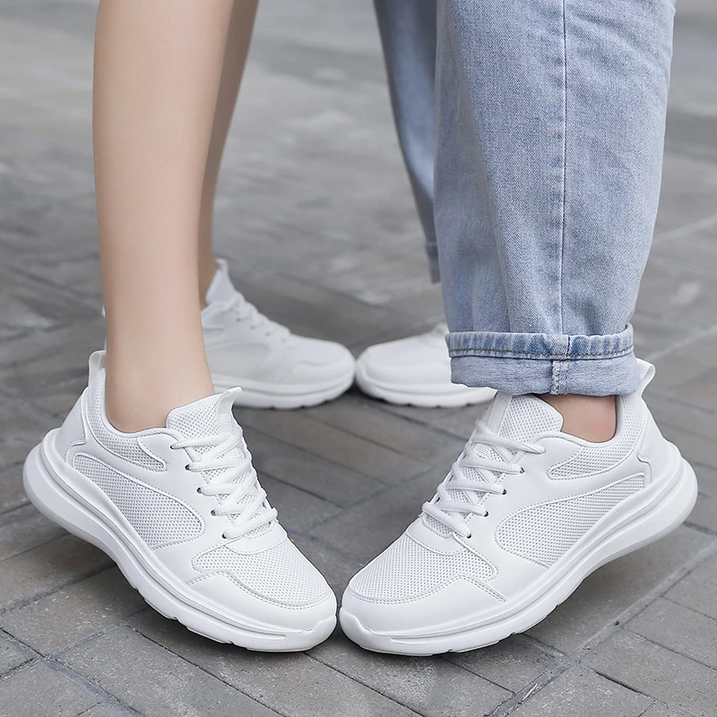 

Korean Sports Shoes Soft Sole Couple Shoes Breathable And Lightweight Student Casual Running And Travel Shoes Mesh White Shoes