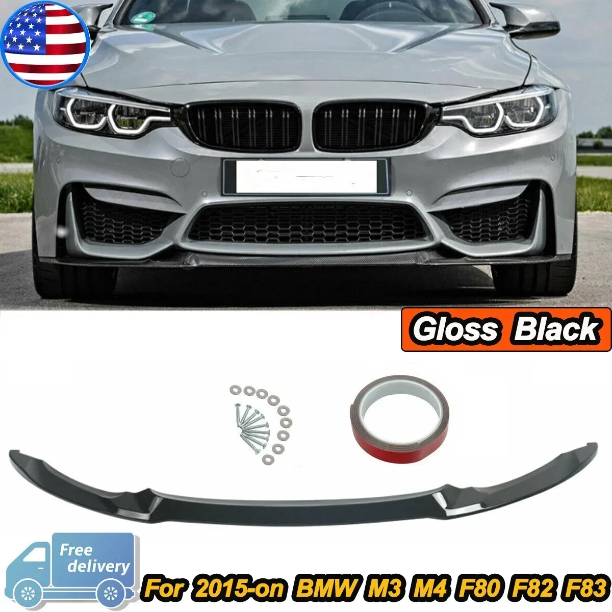 MagicKit Front Splitter Lip Club Sport CS Style For BMW F80 M3 4D & F82 M4 2D 2015-2020