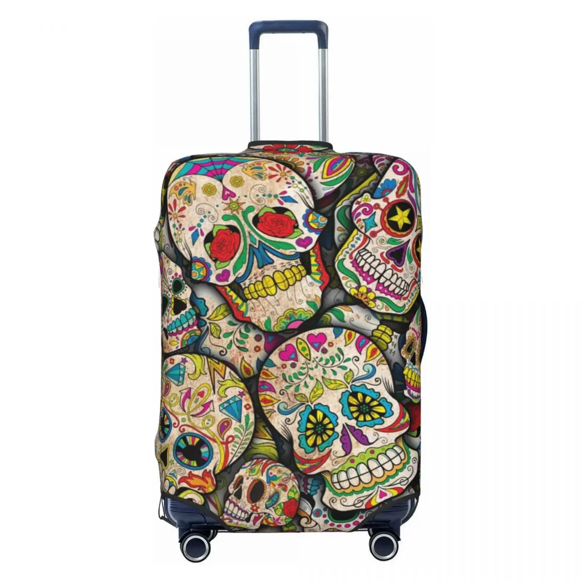 Sugar Skull Suitcase Cover Halloween Style Cool Travel Flight Practical Luggage Accesories Protector