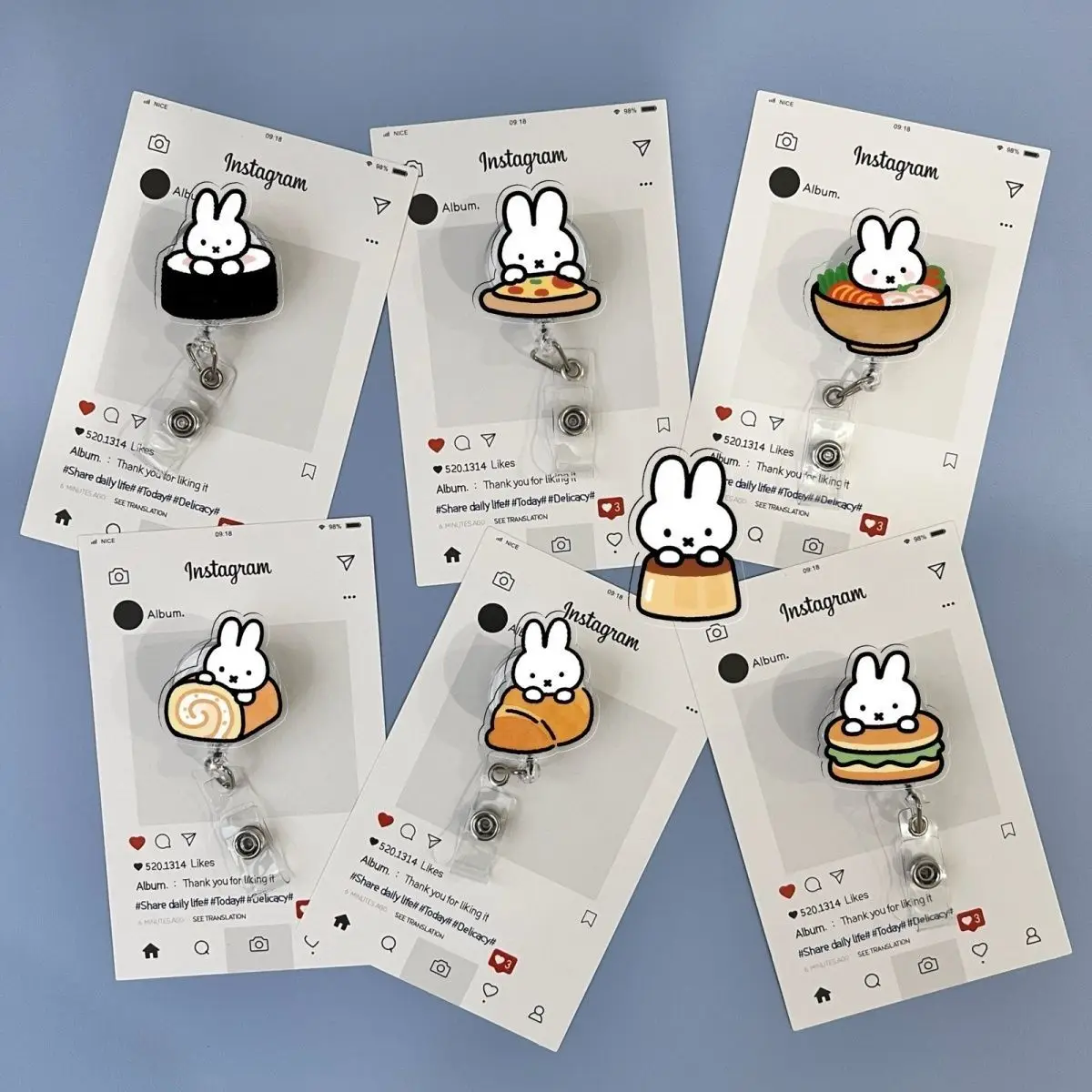 Cute Miffy Cartoon Telescopic Easy-pull Buckle Name Badge Work License Student Card Set Clip Work Doctor Badge Nurse Documents