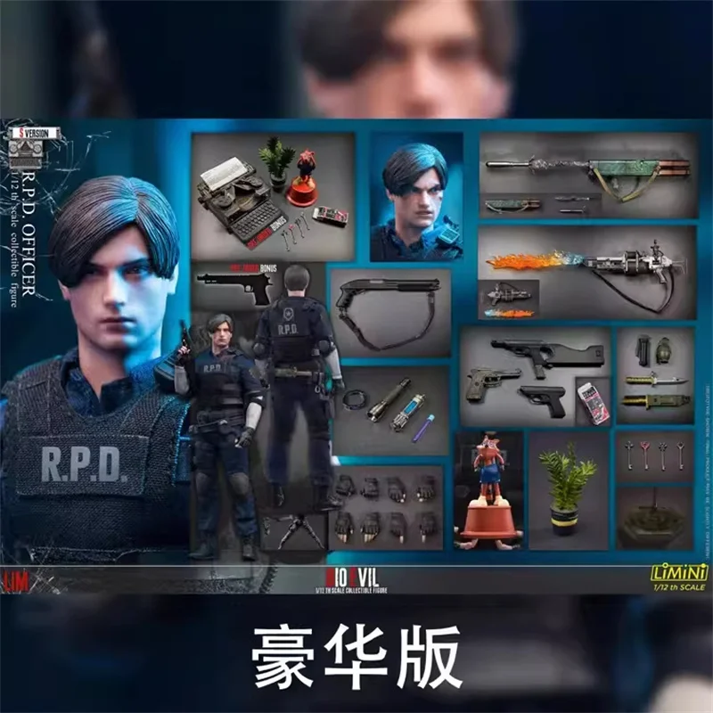 Limtoys Limini 1/12 Rpd Police Officer Leon Kennedy S Version 6 Inch Movable Action Figure Full Set For Fan Collection