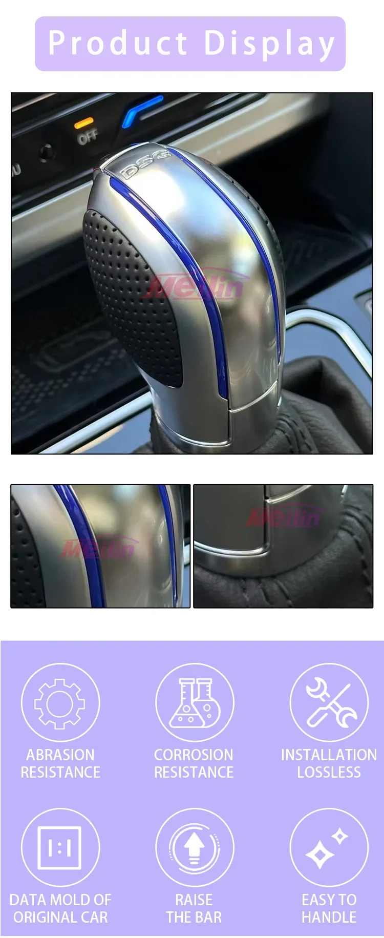 Wildleder-Schaltknaufabdeckung mit DSG-Emblem für VW Golf 6 Golf 7 R GTI Passat B7 B8 CC R20 Jetta MK6 GLI – Detail 1