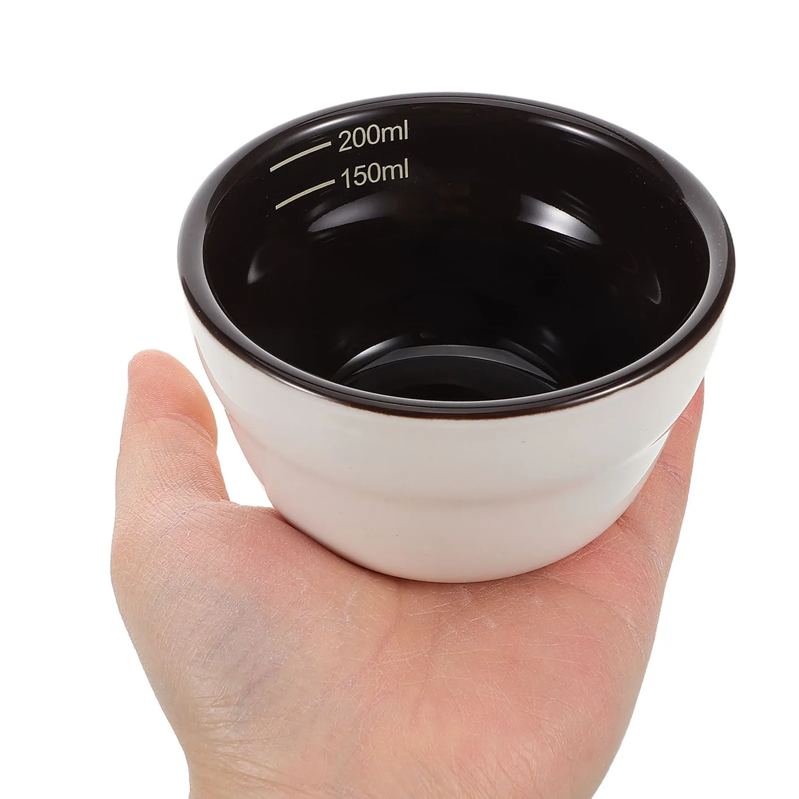 2Pcs Professional Coffee Bean Measuring Bowls Ceramic Cups 150Ml 200Ml Dual Scale Sca Standard Black Inner White Outer Cupping