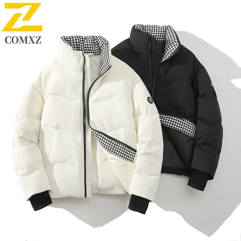 COMXZ Warm Thick Parker Coat Solid Color Minimalist Fashion Snow Skiing Puffer Jacket Street Stylish Down Jacket Men's Clothing