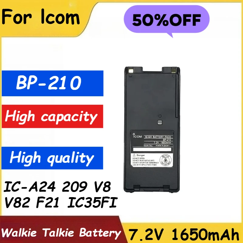 

Battery 7.2V 1650mAh BP-210 for Icom IC-A24 209 V8 V82 F21 IC35FI Walkie Talkie Brand-New High Quality