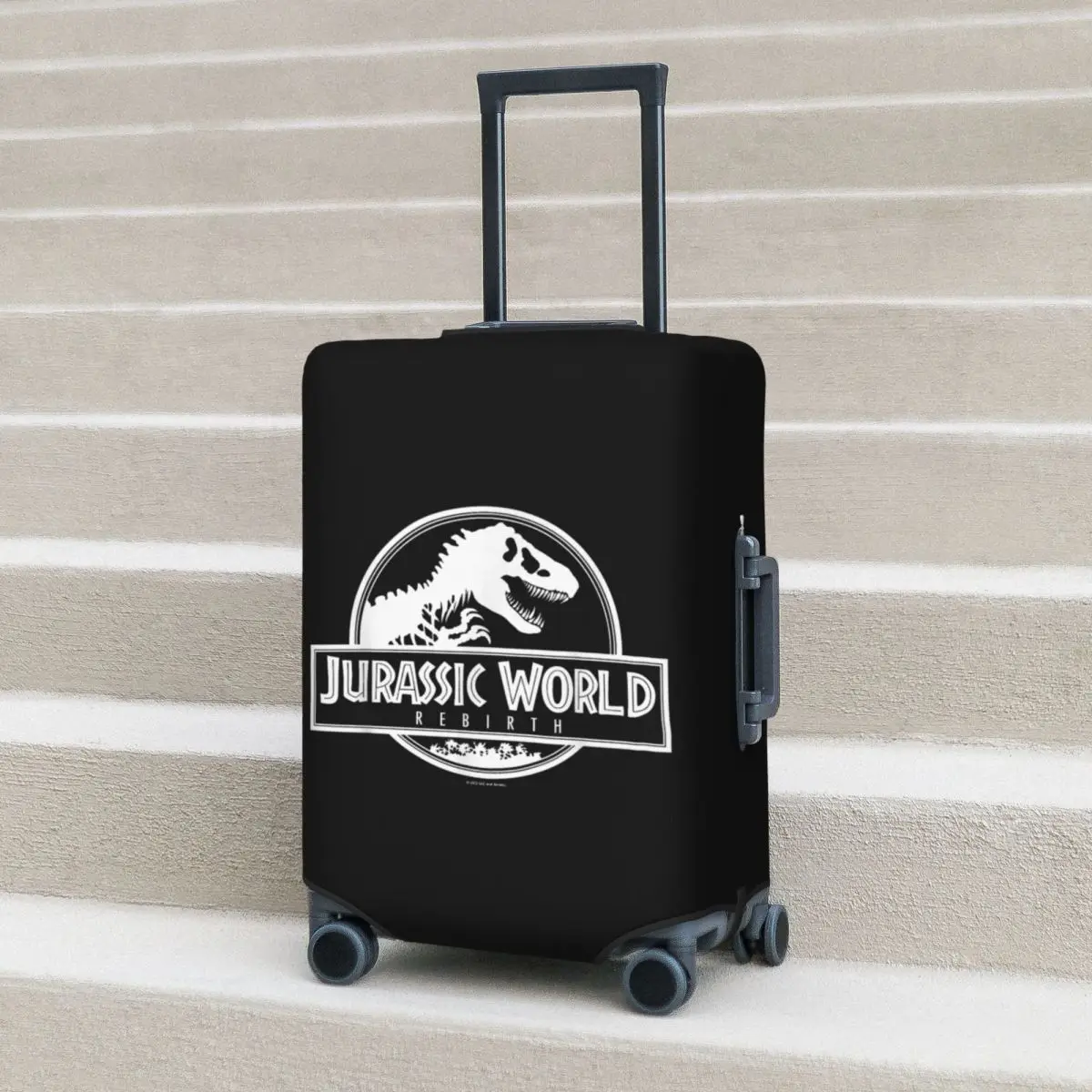 

Jurassic World Rebirth Logo Black And White Suitcase Cover Strectch Travel Protection Luggage Case Holiday