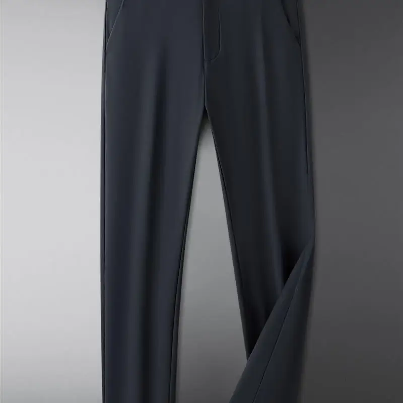 

Autumn New Loose Fit Men's Casual Pants No Ironing Straight Leg Elastic Busin Casual Long Trousers for plus Size Men