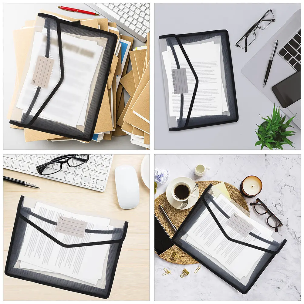 

3Pcs Waterproof Document Bag A4 File Folder with Snap Button Heavy Duty Portable Organizer for Office School