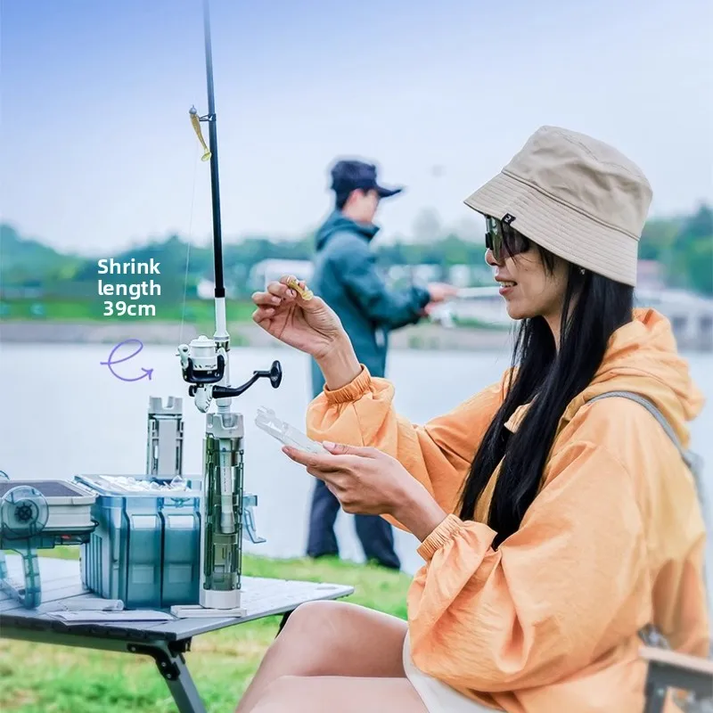 مجموعة كومبو لقضيب الصيد، مجموعة قضيب الصب المحمولة خفيفة الوزن للمبتدئين، عمود كربون متين مدمج للمياه العذبة البحرية #1