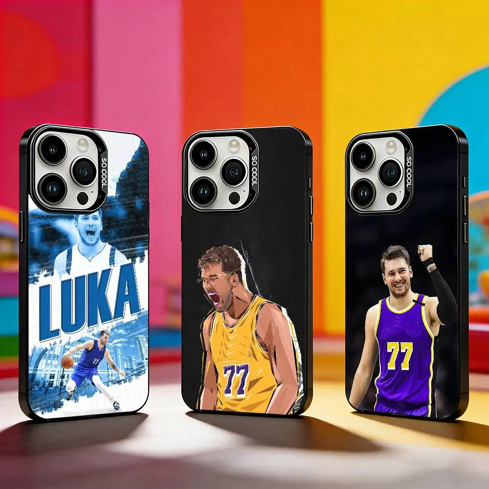 

basketball Luka Doncic 77 Phone Case For iPhone 17,16,15,14,13,12,11 Plus,Pro Max,XS,Colored silver phone case