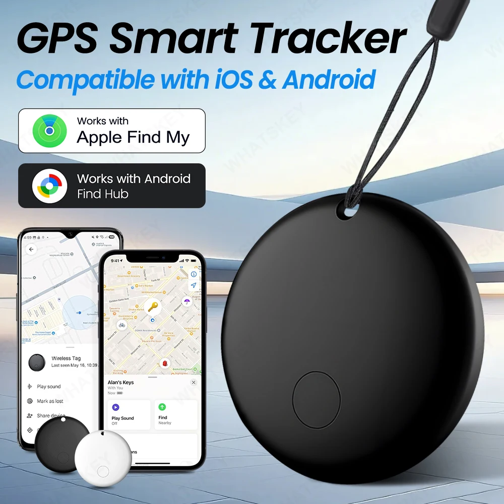 

Умный трекер с двойной системой работы, совместимый с IOS или Google Find My Device, Bluetooth-локатор, GPS-трекер для глобального позиционирования, устройство против потери вещей.