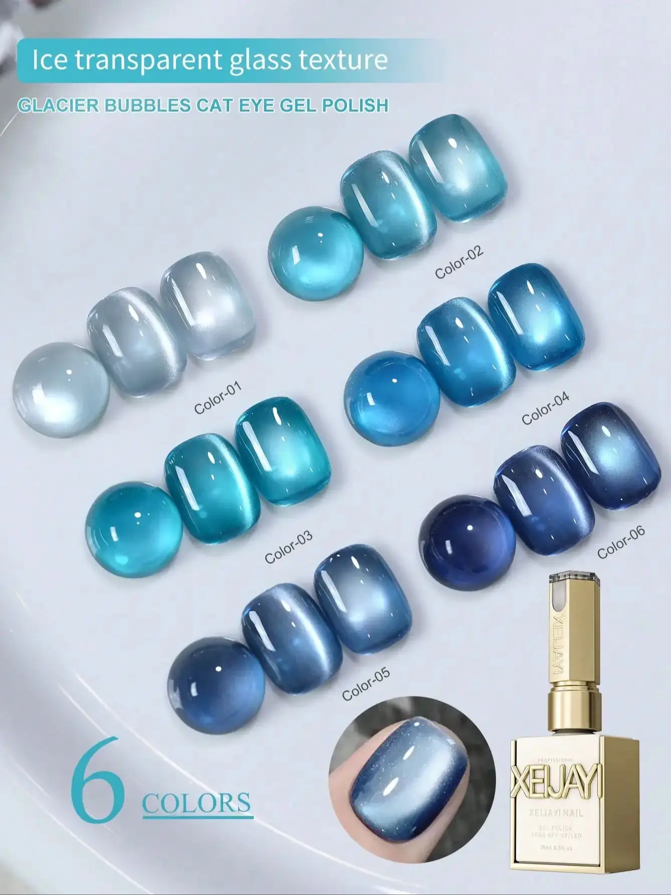 

XEIJAYI 6pcs Cat Eye Gel Nail Polish Glitter Sequins Nail Polish Removable UV Polish Nail Art Suitable For Nail Art Design