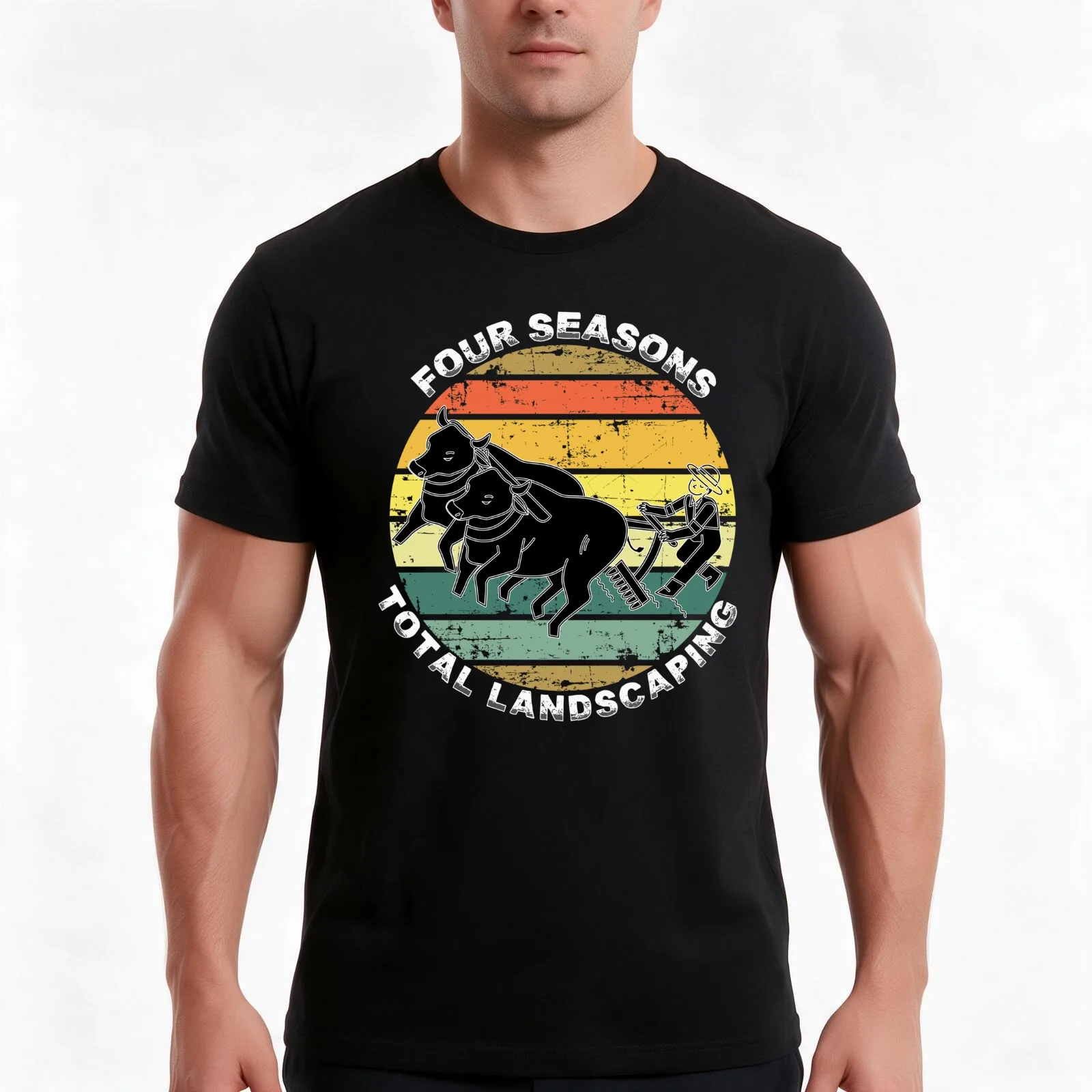 Four Seasons Total Landscaping - farming - Full Range of Services Essential farmer vintage retro T-Shirt, Vintage Graphic Print