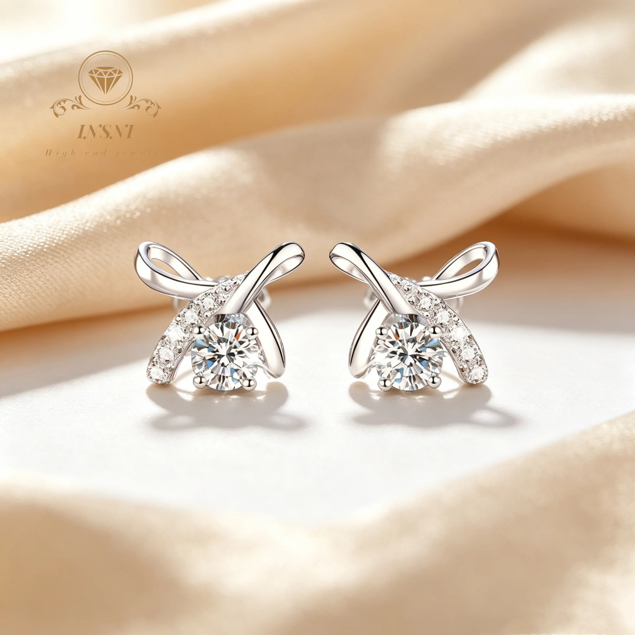 Cute Bow Moissanite Stud Earrings for Girls S925 Silver Hypoallergenic Earrings Perfect Birthday/Valentine's Day Gift Affordable