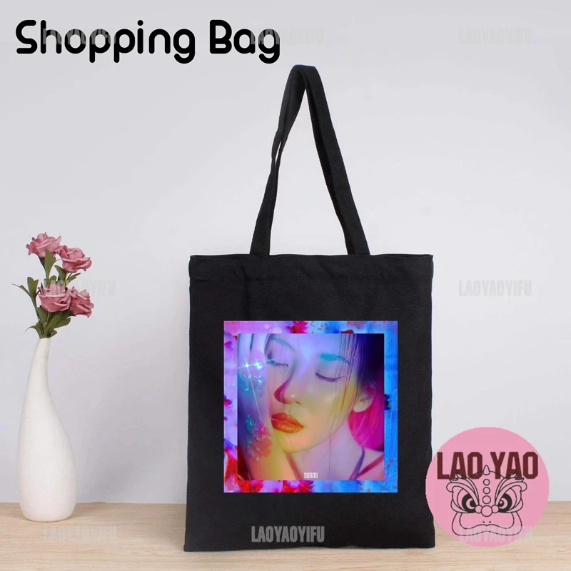 Lee Sunmi Cloth Bags Women Fans Gift University Bag Woman Totebag Tote Shopper Shopping Aesthetic Canvas Large Student Shoulder