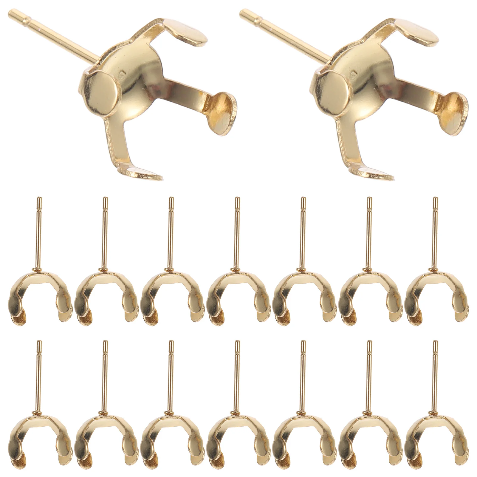 

20pcs Pearl Setting Claws Stainless Steel Diy Earring Making Kit Jewelry Supplies For Women Ear Studs Findings Craft Tools