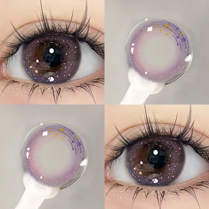 YIMEIghts-Lentilles de contact colorées coréennes pour les yeux, grand diamètre, violet, cosmétiques doux, haute qualité, 1 paire