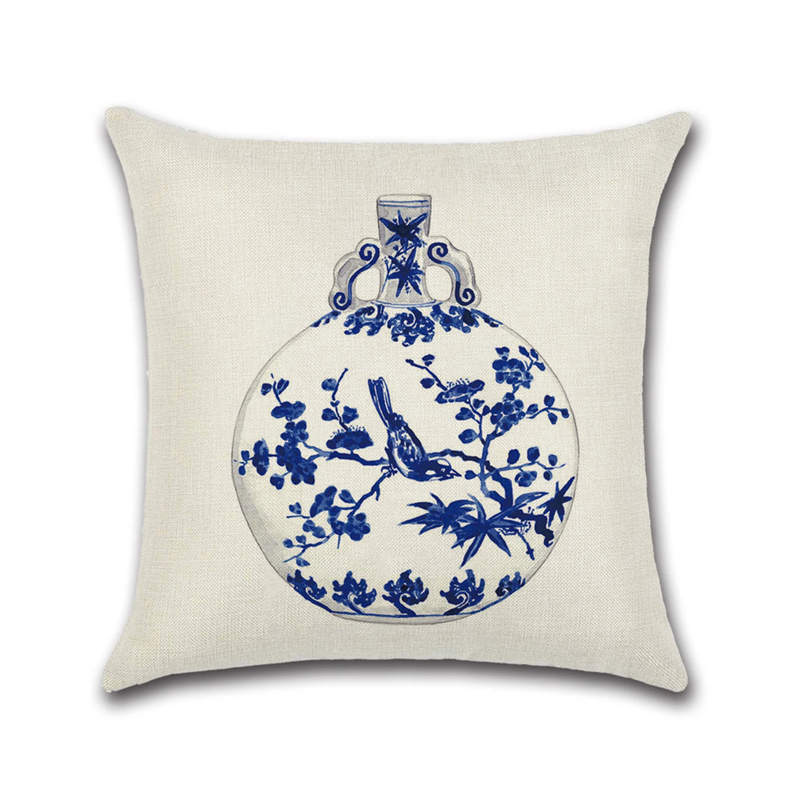 Vases Chinese Style Cushion Linen Waist Throw Pillow For Home Sofa Office  Vases Chinese Style Cushion comfortable