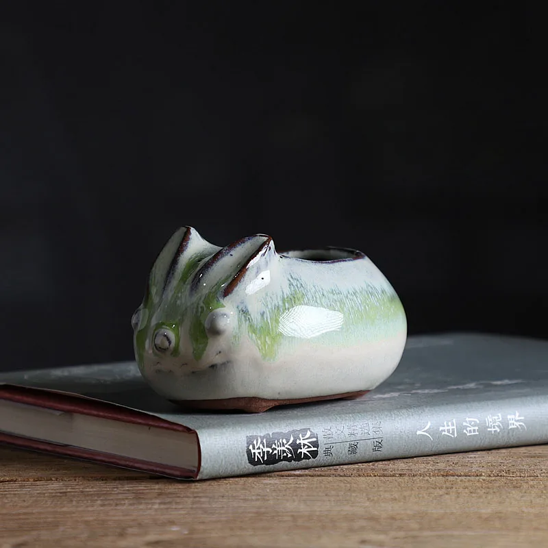 Chinese Style Lovely Rabbit Shape Miniature Flowerpot Thumb Flower Pot Home Desktop Decoration Small Flowerpot With Hole ZD21