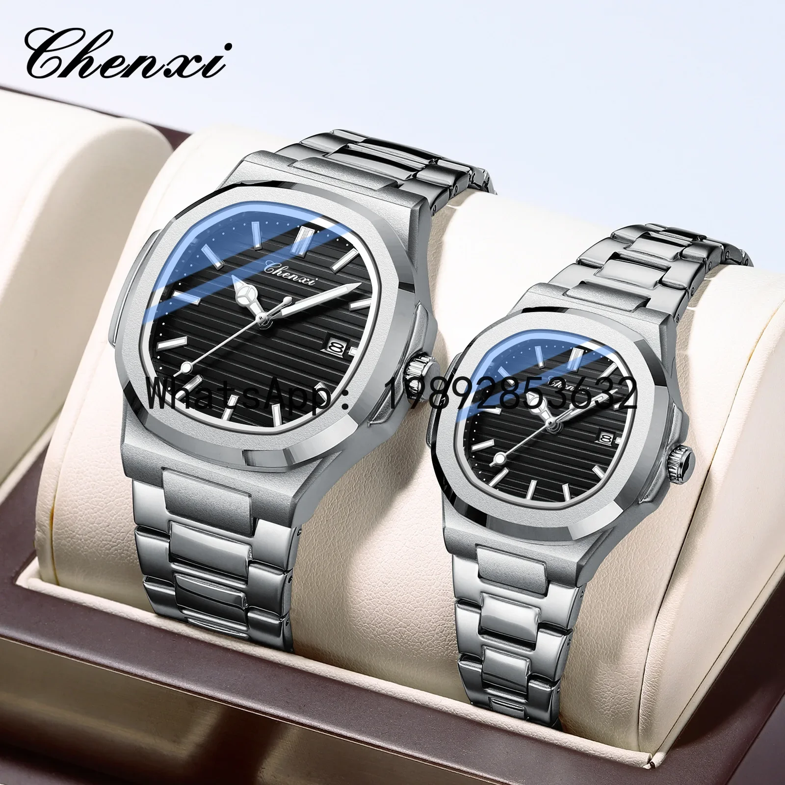 

x-14 steel belt watch couple luminous waterproof simple fashion business calendar men's and women's quartz watch