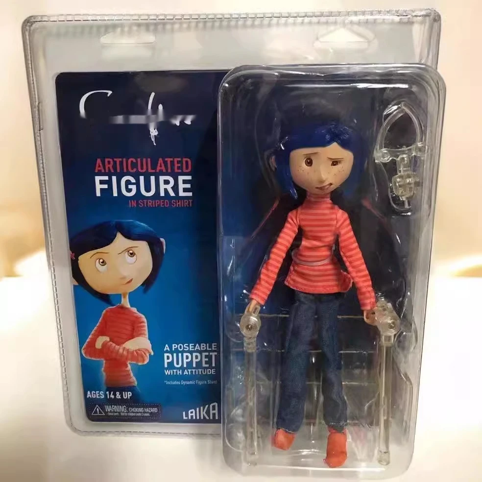 Coraline The Secret Door Figure Caroline Figures Neca Anime Figure Raincoat Pvc 7 Inche Statue Model Doll Desk Ornament Toy Gift