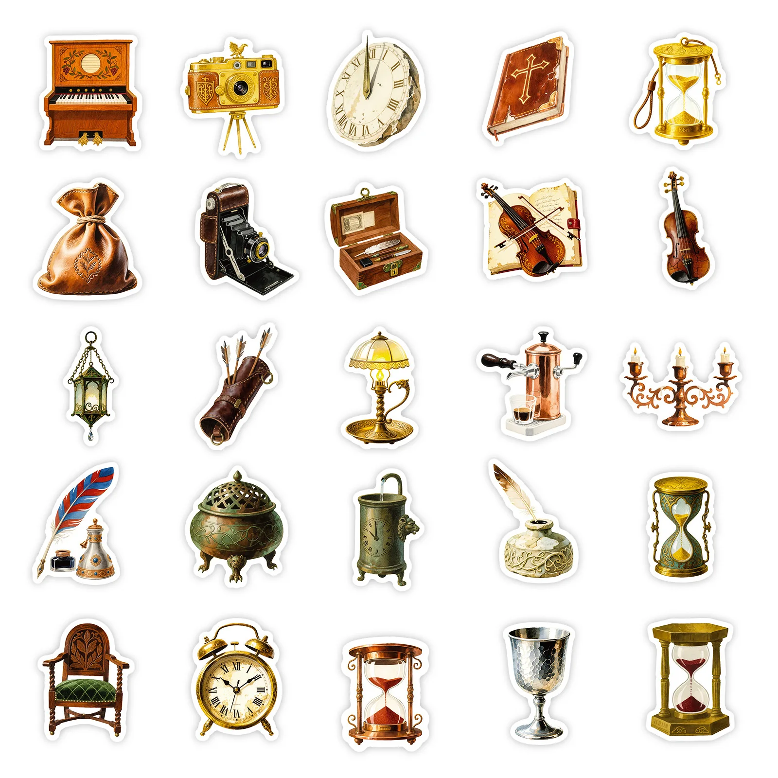 56PCS Brown Series Retro Home Furnishing Graffiti Sticker Artistic Style Cartoon Decal Notebook Phone Guitar Classic Kid Toys