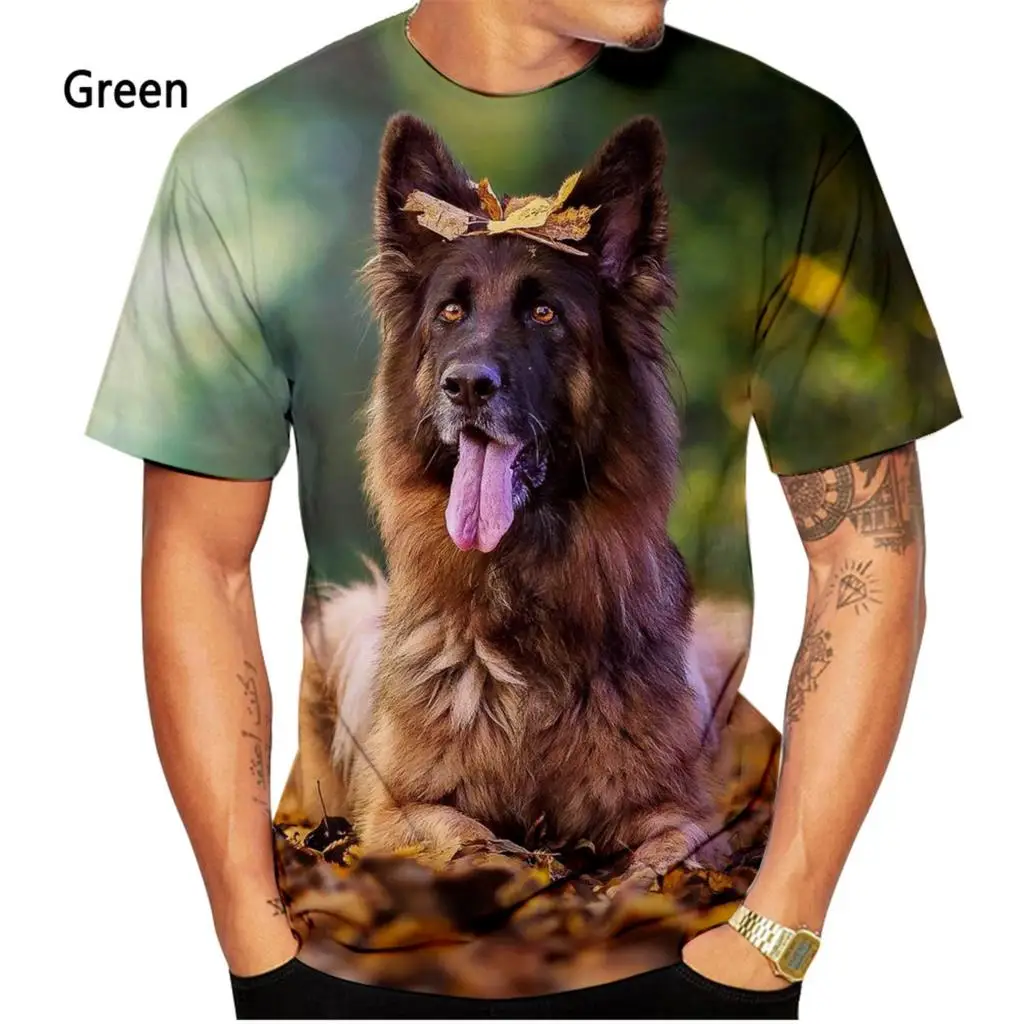 2022 Men\'s and Women\'s Summer Casual Short-sleeved Dog Shirt Tops New Fashion German Shepherd 3D Printing T-shirt