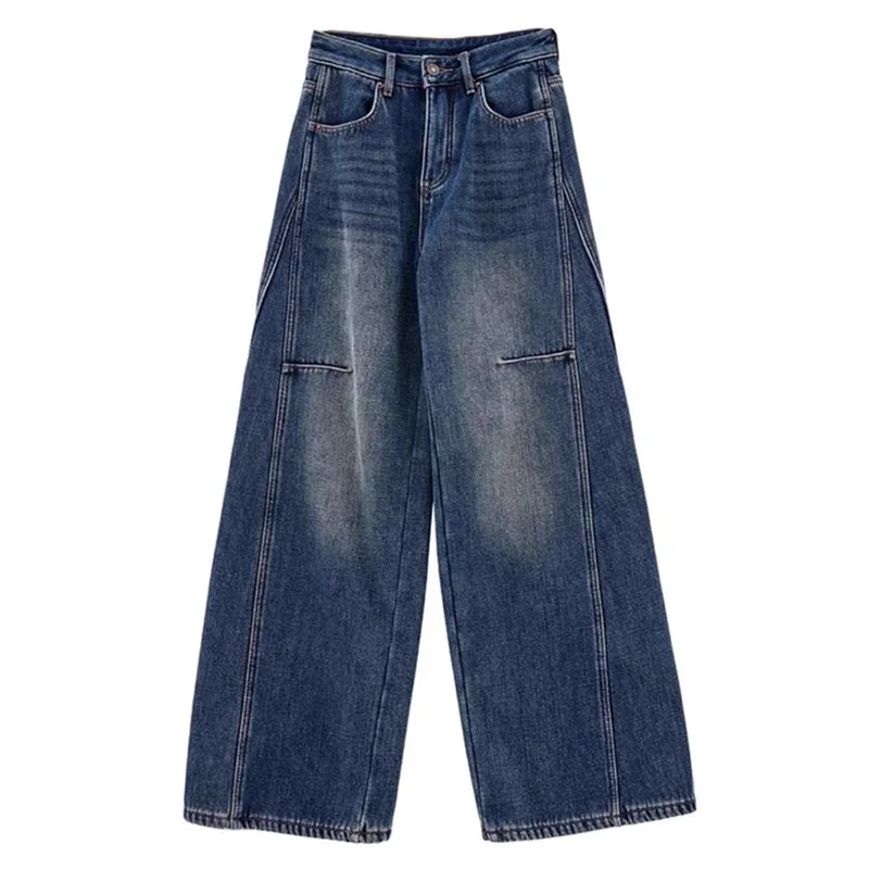 Retro Dame Hoge Taille Sikkel Pantalons Herfst Winter Vrouwen Mode Grote Maat 5xl Wijde Pijpen Broek Vrouwelijke Casual Rechte Broek