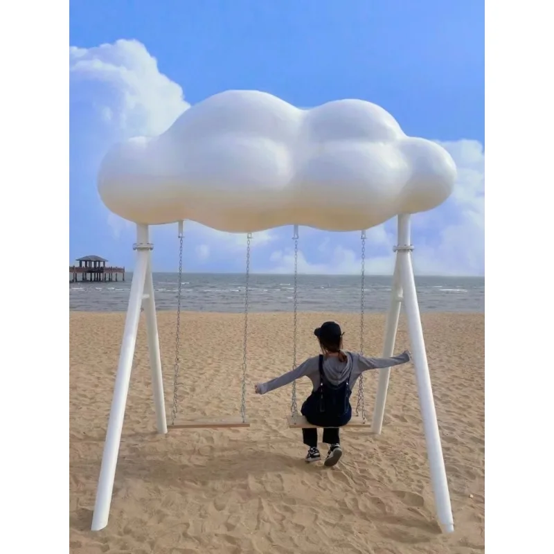 Swing outdoor scenic spots, Internet celebrity clock in beach campgrounds, sculpture decorative ornament props