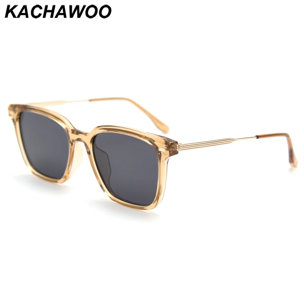 

Kachawoo square frame sunglasses polarized tr90 metal brown black fashion sun glasses for men women trending Korean style travel