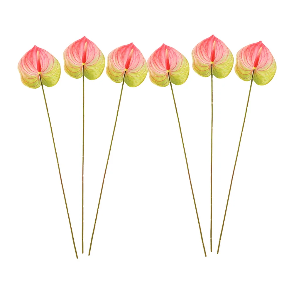 

6Pcs Artificial Anthurium Flower Bouquet Fake Flower Branch Lifelike Decor Wedding Party Home Photography Prop Arrangement