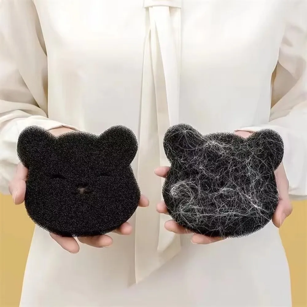 4 pcs Sucking Hair Bear Shape Pet Hair Remover Black Reusable Laundry Ball Household Wet Dry Use Laundry Adhesive Film Clothes