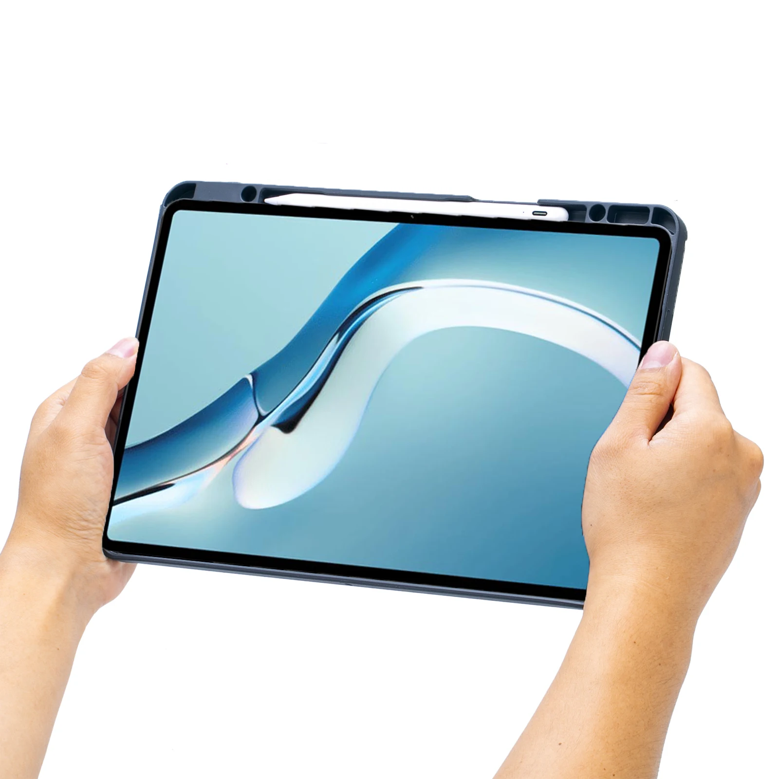 TH126-AS لهاتف Huawei MatePad Pro 12.6 (2024) / (2021) غطاء حامل جلدي + لوحة لمس بإضاءة خلفية ولوحة مفاتيح متوافقة مع البلوتوث