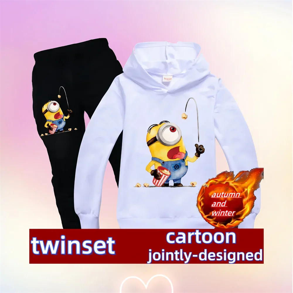 

Свитшот с длинным рукавом и мультяшным принтом миньонов и попкорна