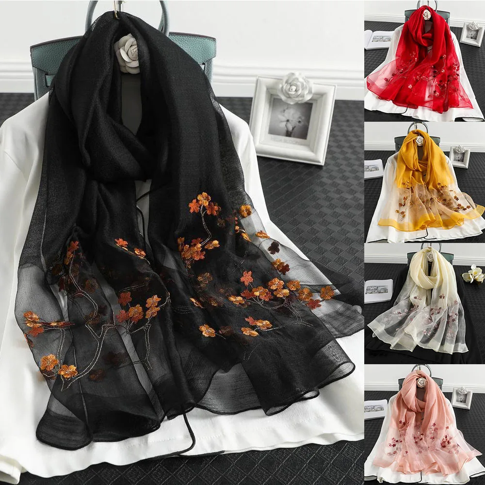 

70*190cm Luxury Silk Wool Scarf Printed Silk Shawls Summer Women'S Sun Protection Cape Soft Muslim Headband Shawl