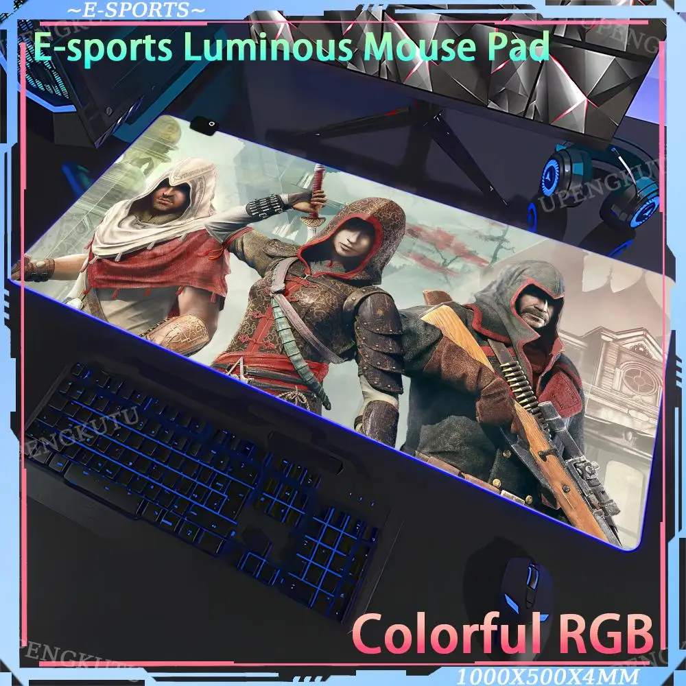 RGB A_assassins_Creed Rubber non-slip pad game RGB gaming mouse pad Gaming keyboard pad mouse Desk pad