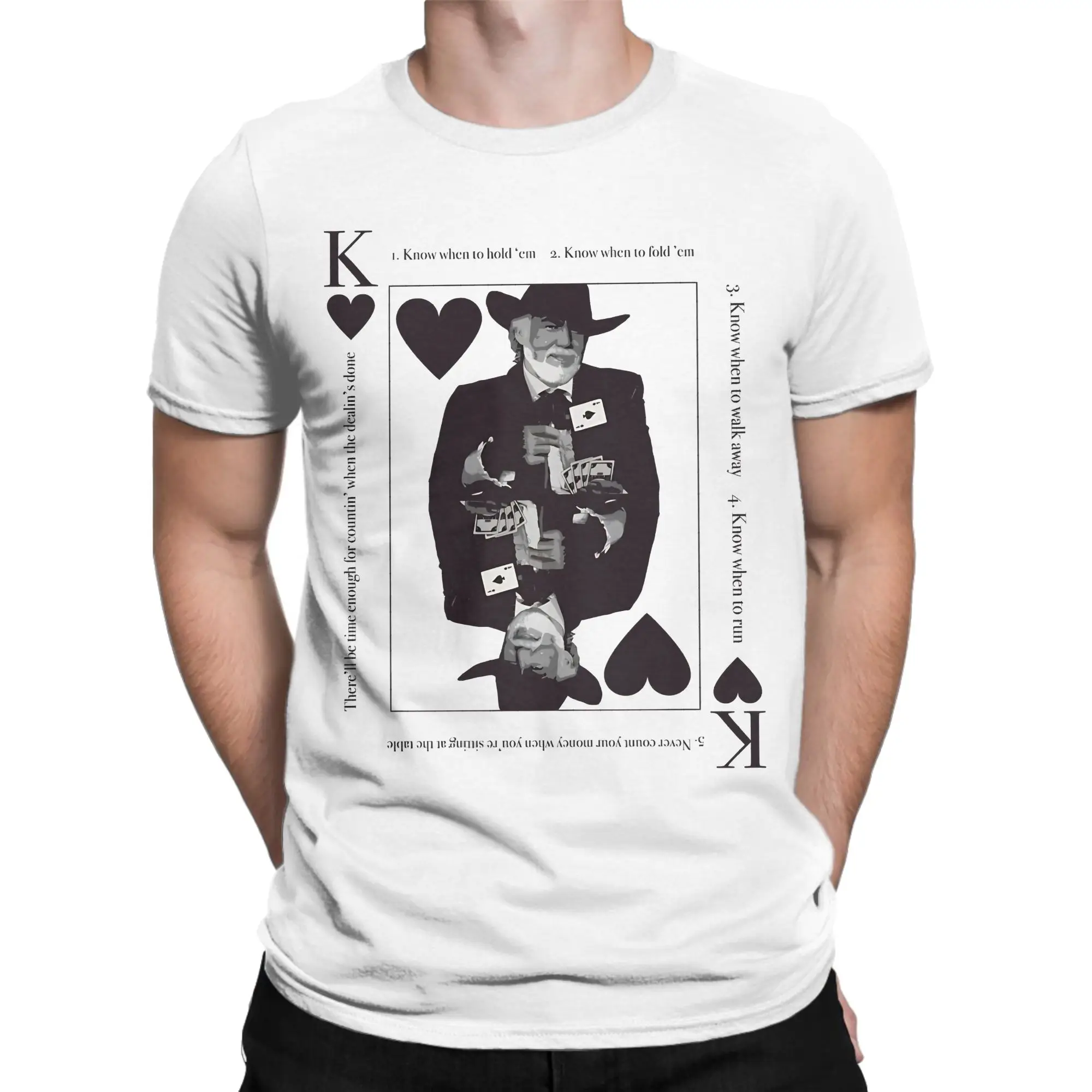 Retro Playing Card Frame Classic Kenny Rogers Novelty 100% Cotton T-Shirt Tops Tees For Men