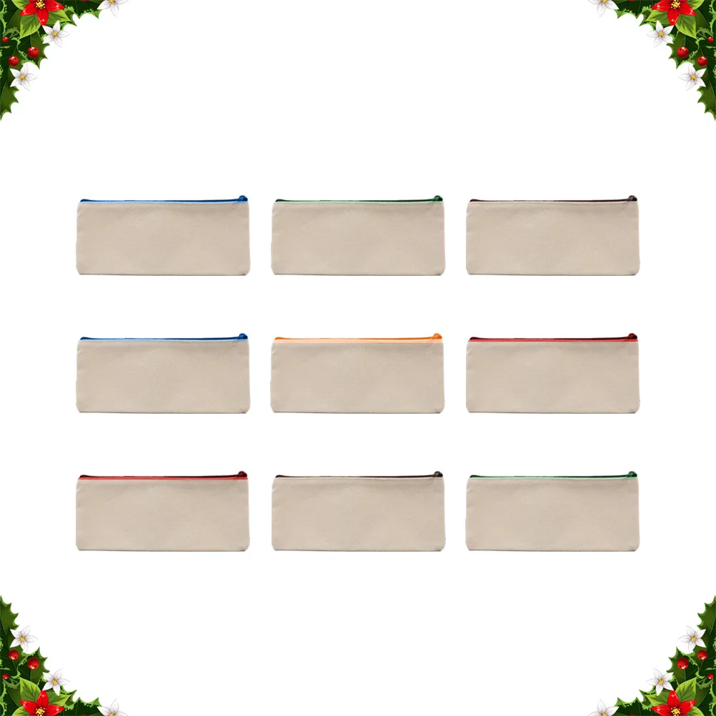 

15Pcs Canvas Pencil Bag Blank Multifunctional Zipper Pouch Large Capacity Pen Case for School Office Cosmetics Coin Purse